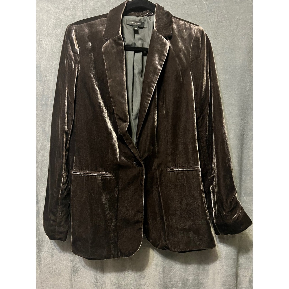 Brown Velvet Blazer 8 Crushed Velour Dark Academia Y2K Holiday One Button